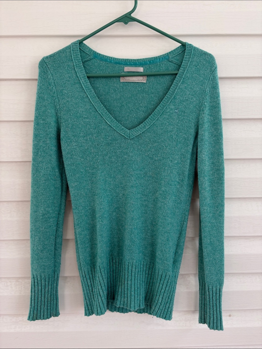 Vintage Old Navy Teal Angora Rabbit Hair Lambswool V Neck Sweater S Perfect Fit